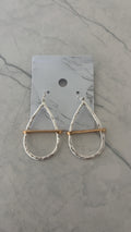 Silver + Gold Metal Teardrop Earrings