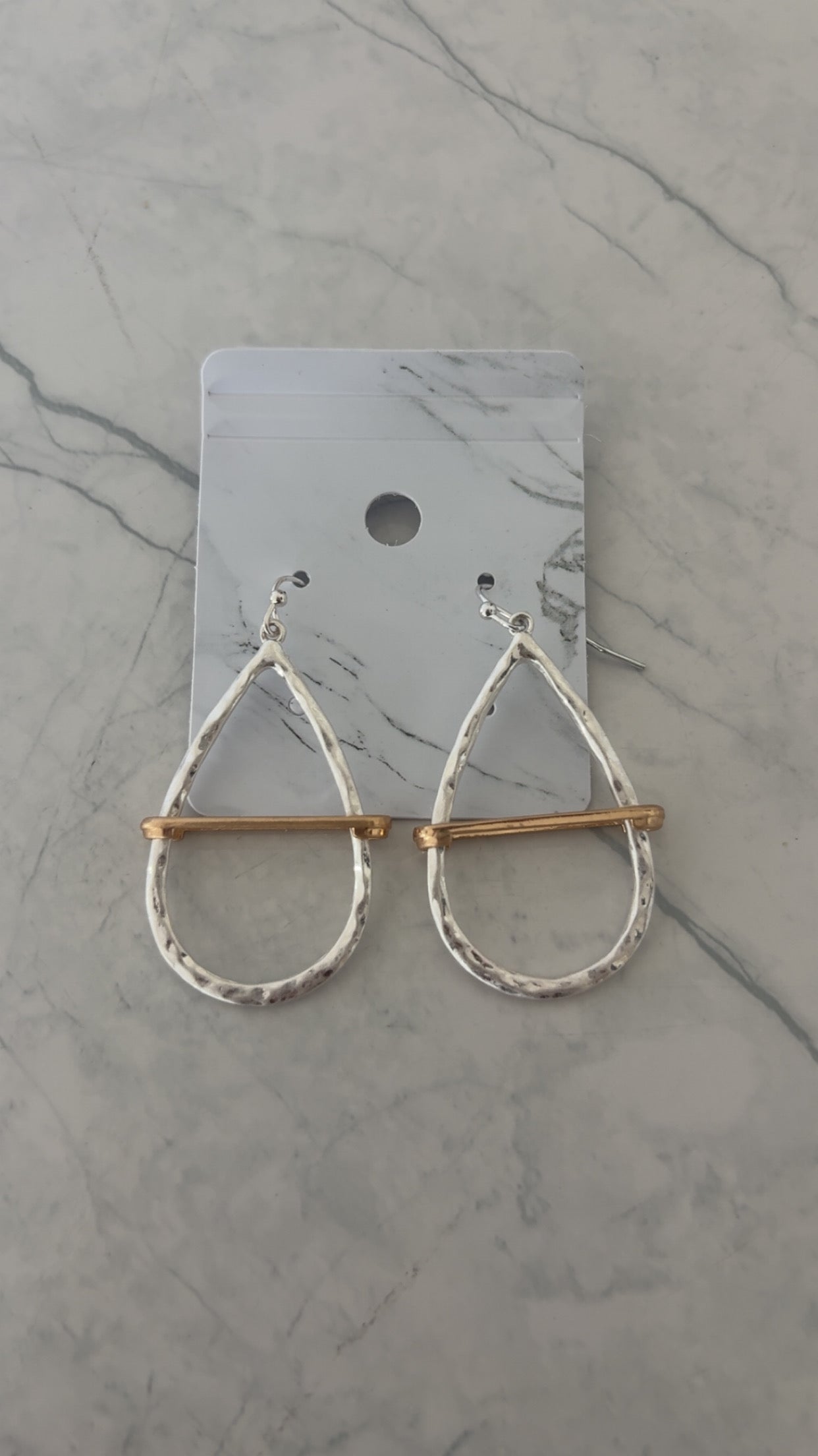 Silver + Gold Metal Teardrop Earrings