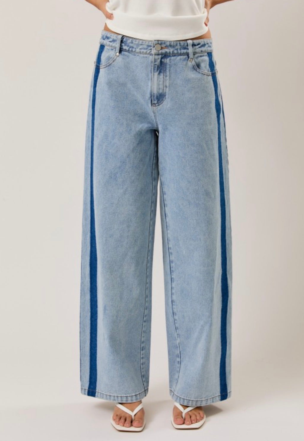 Side Stripe Low Rise Jeans