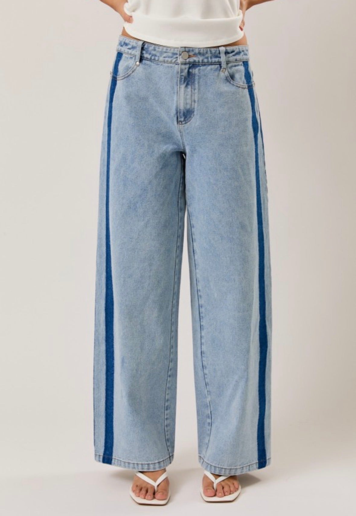 Side Stripe Low Rise Jeans