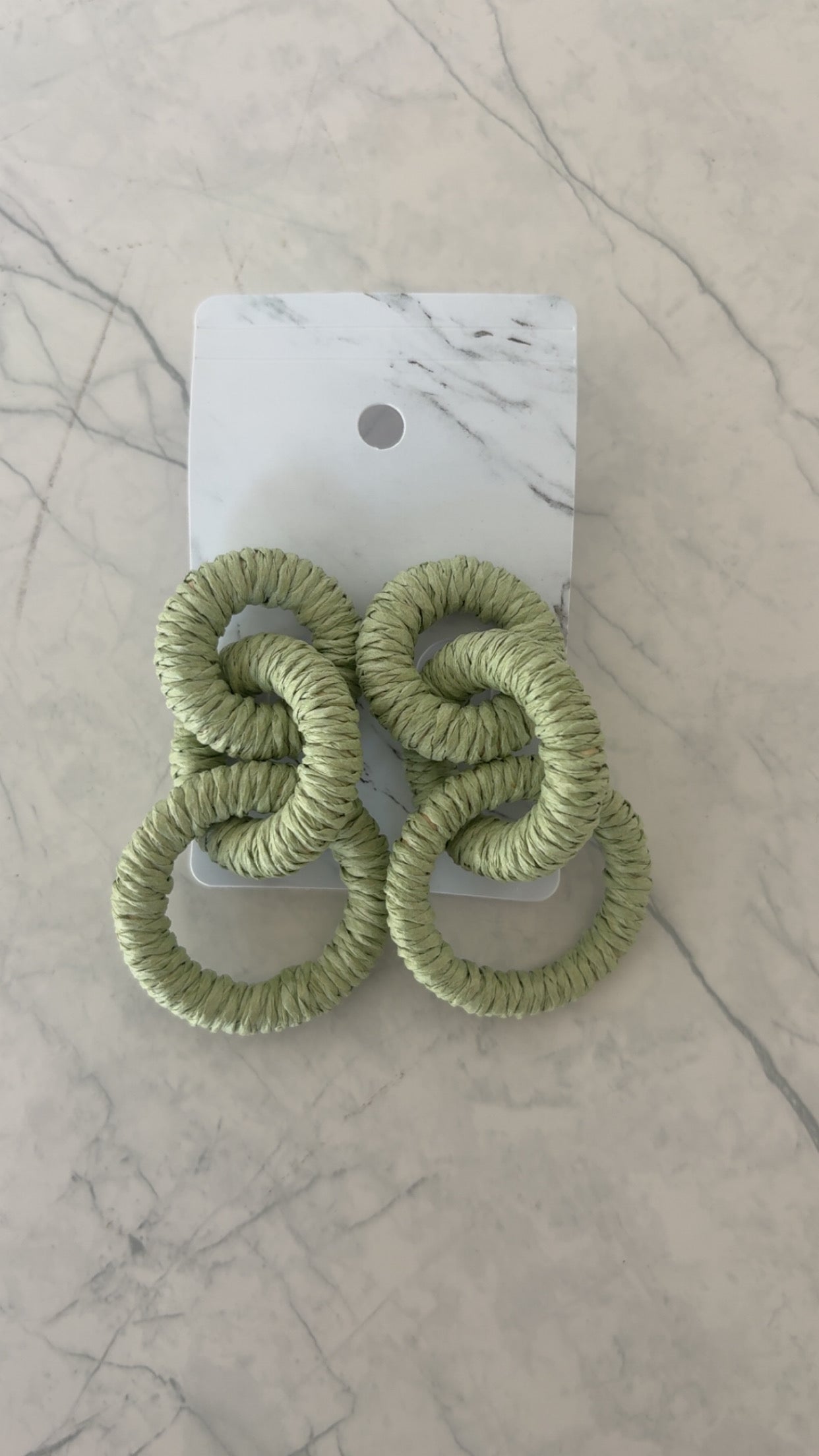 Green Chunky Wood Hoop Earrings