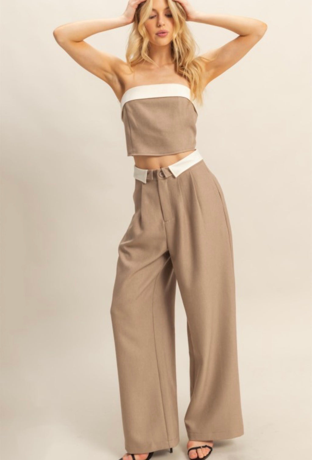 Off-shoulder Top And Wide-leg Pants Set