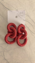 Burgundy Chunky Wood Hoop Earrings