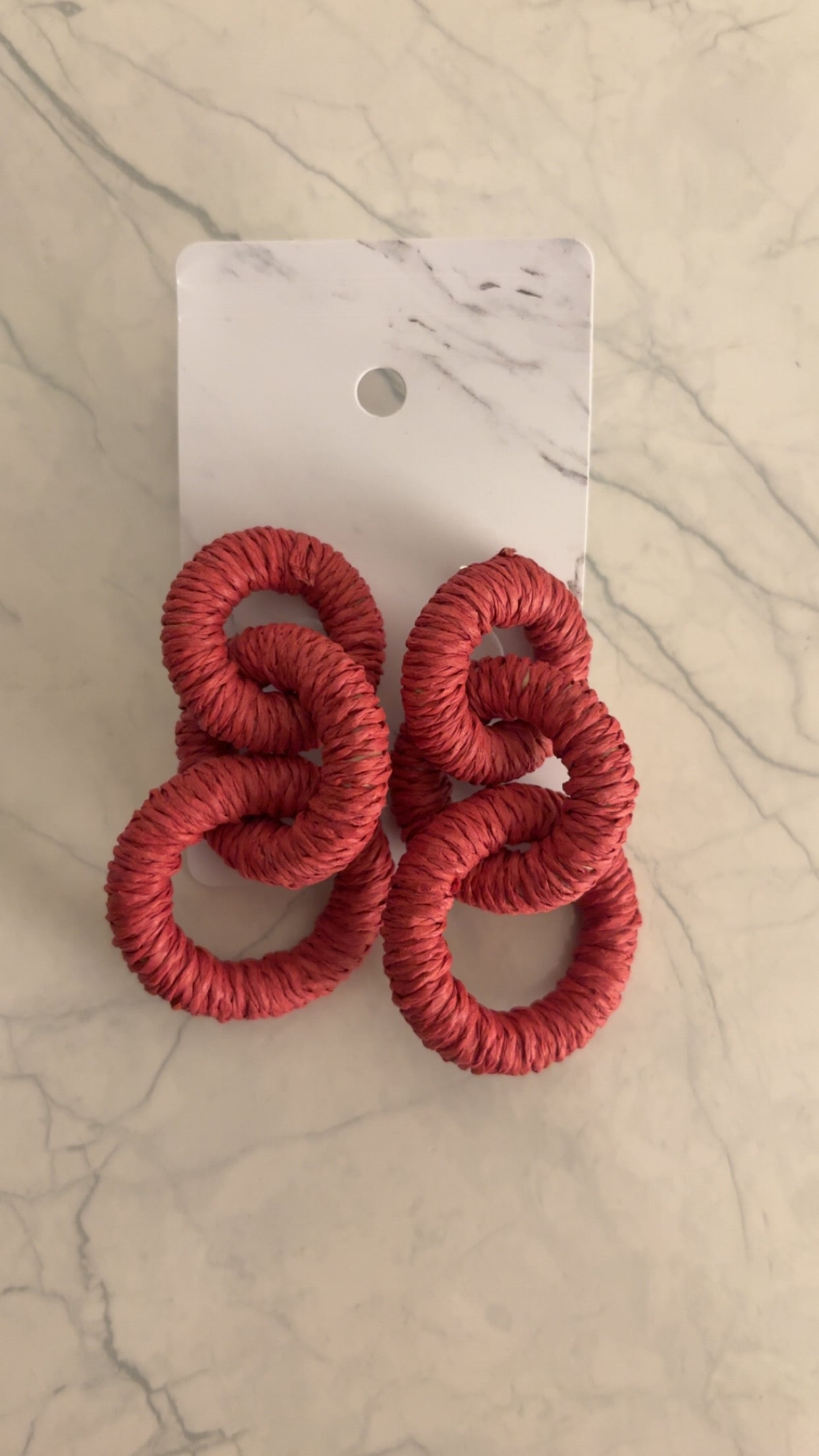 Burgundy Chunky Wood Hoop Earrings