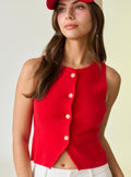 Sleeveless Button Up Top