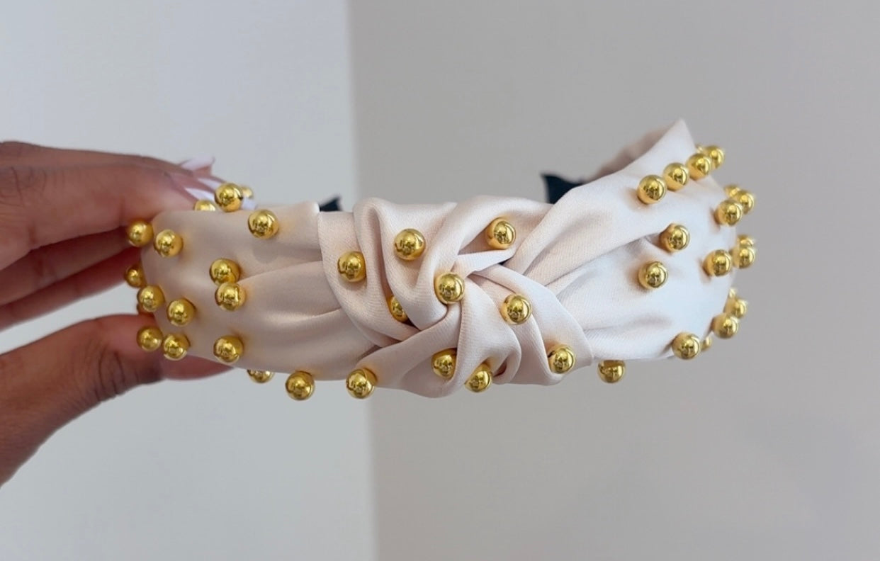 Cream Rhinestone Headband