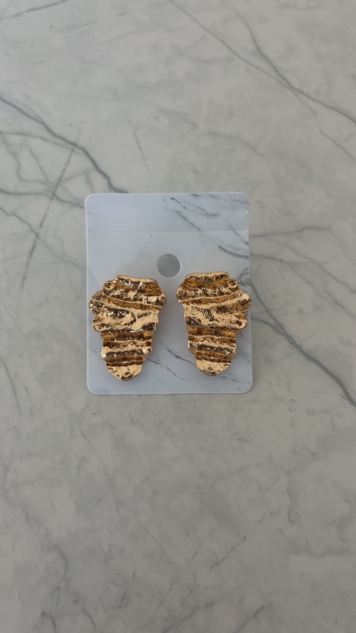 Gold Metal Nugget Earrings