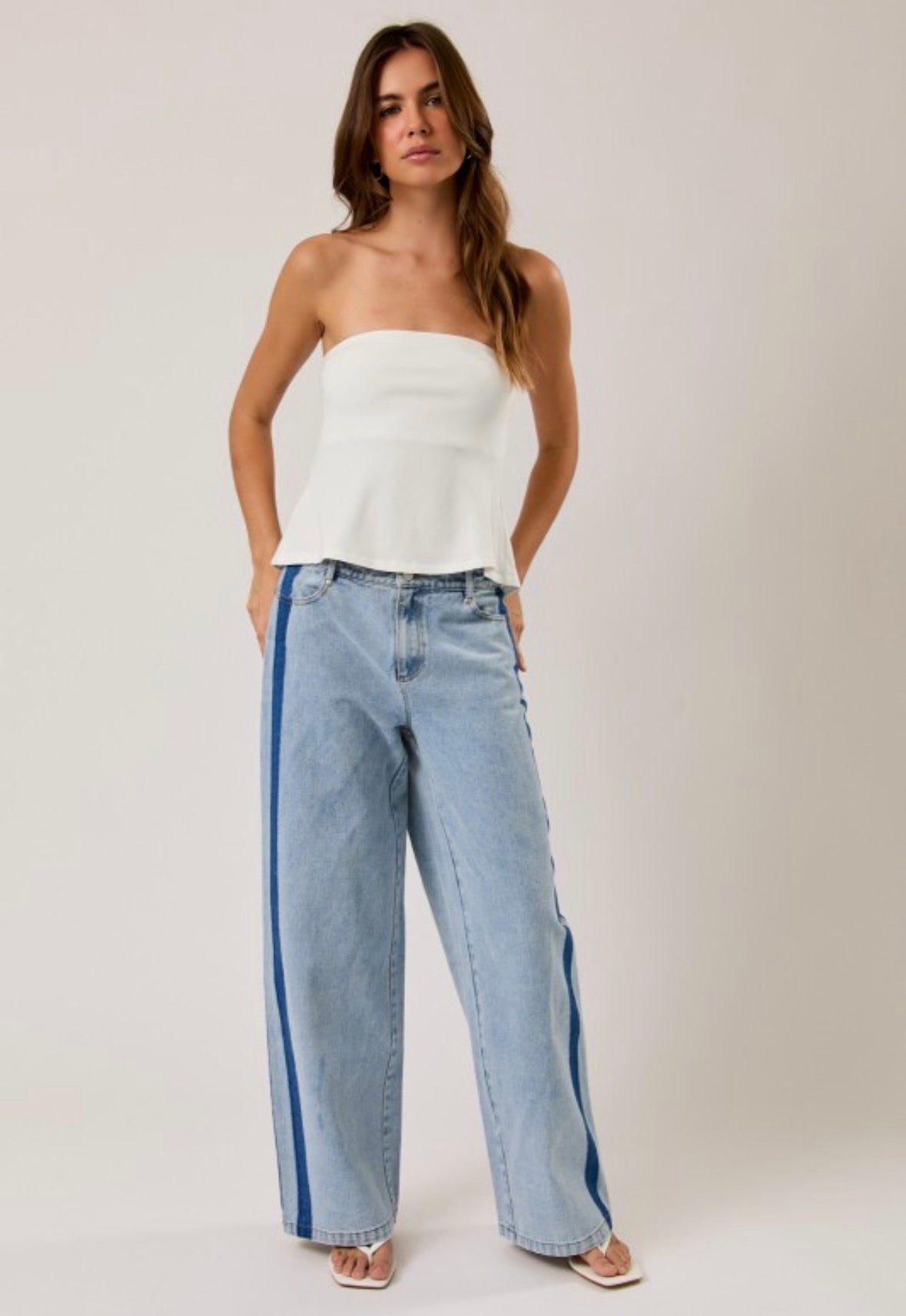 Side Stripe Low Rise Jeans
