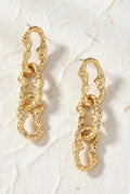 Linear Textured Hoop Link Drop Earrings