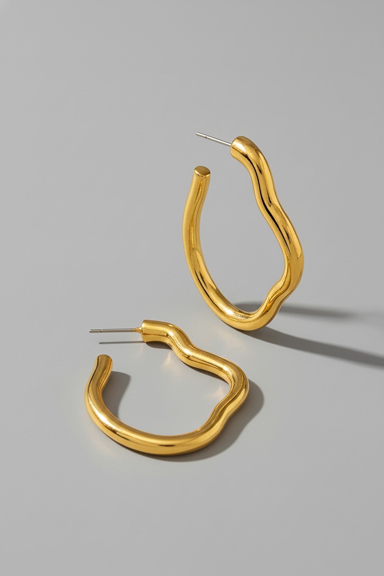 Gold Wavy Hoop Earrings