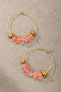 Pink Boho Stone Hoop Earrings