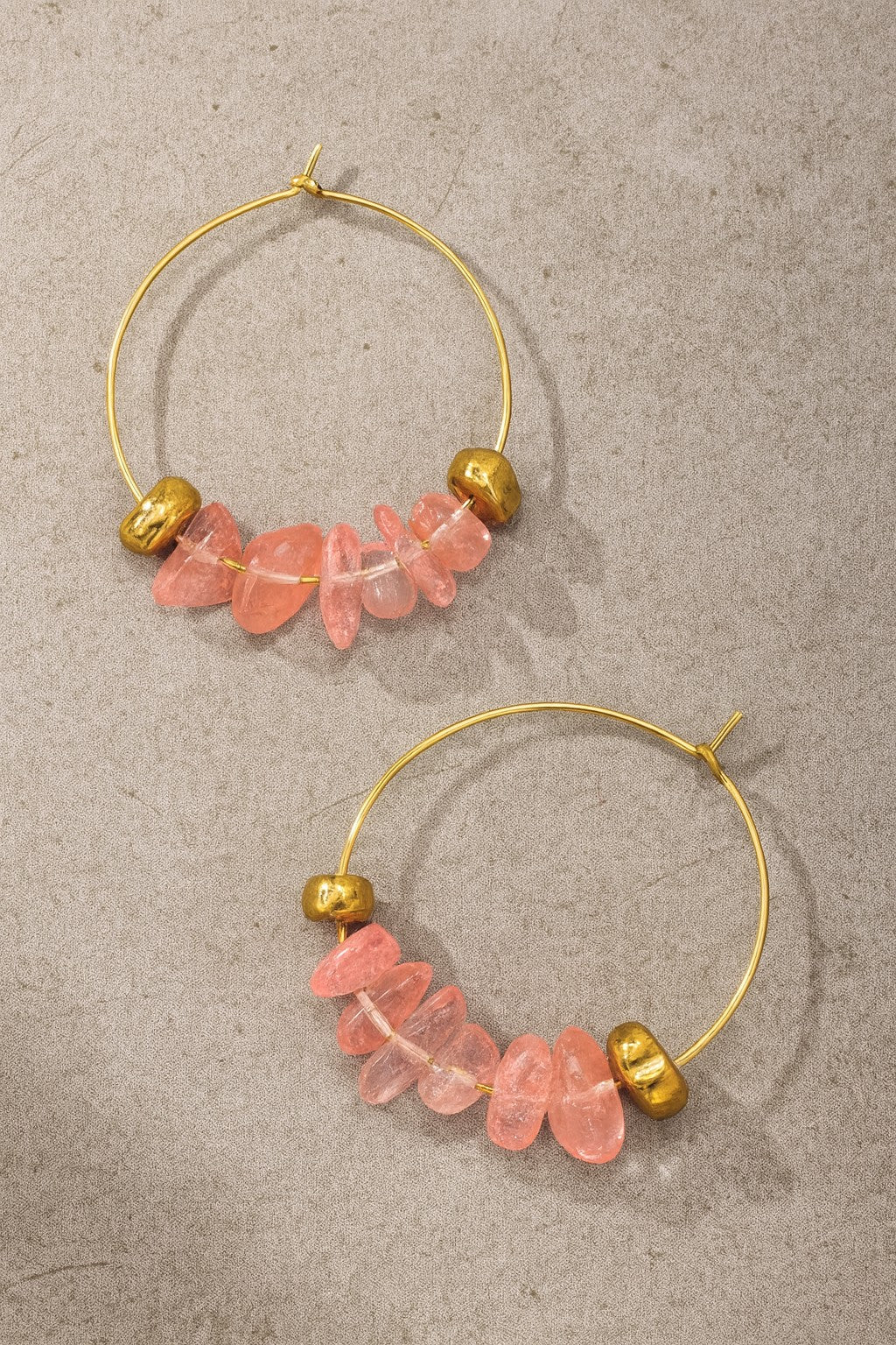 Pink Boho Stone Hoop Earrings