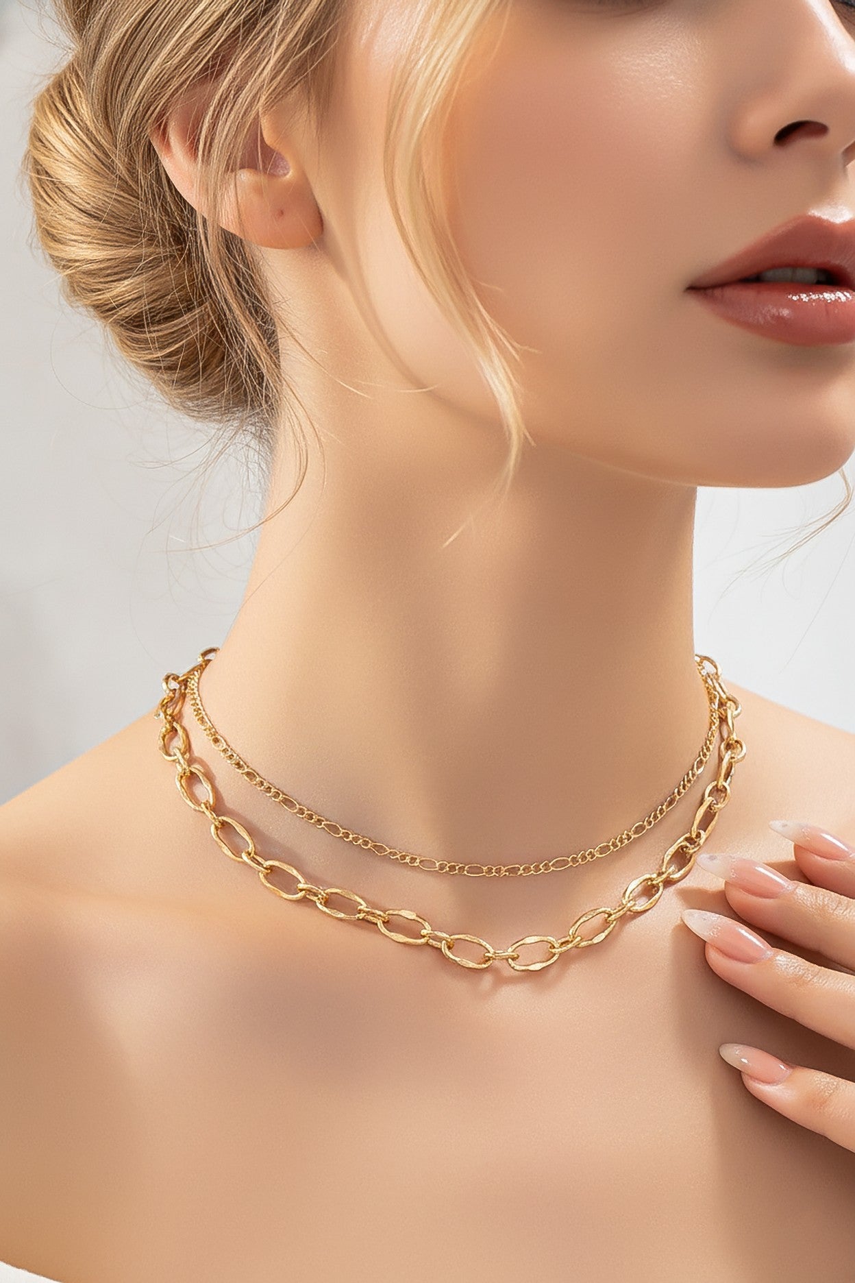 Chunky Link And Delicate Chain Layer Necklace