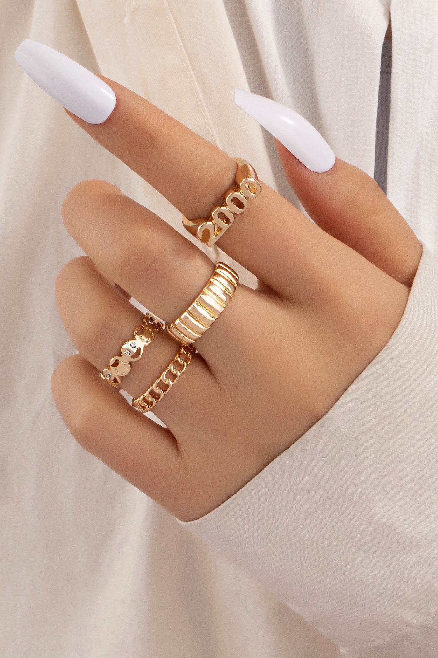 Smiley Face, Curb Chain, 2000, Clam Shell Ring Set