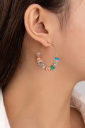 Colorful Natural Agate Beaded Hoop Earrings